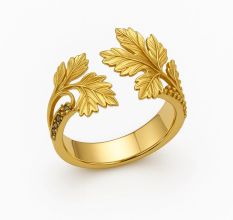 Handmade Brass Leaf Designer Ring for Women with 22k Gold Plating Gift Jewelry